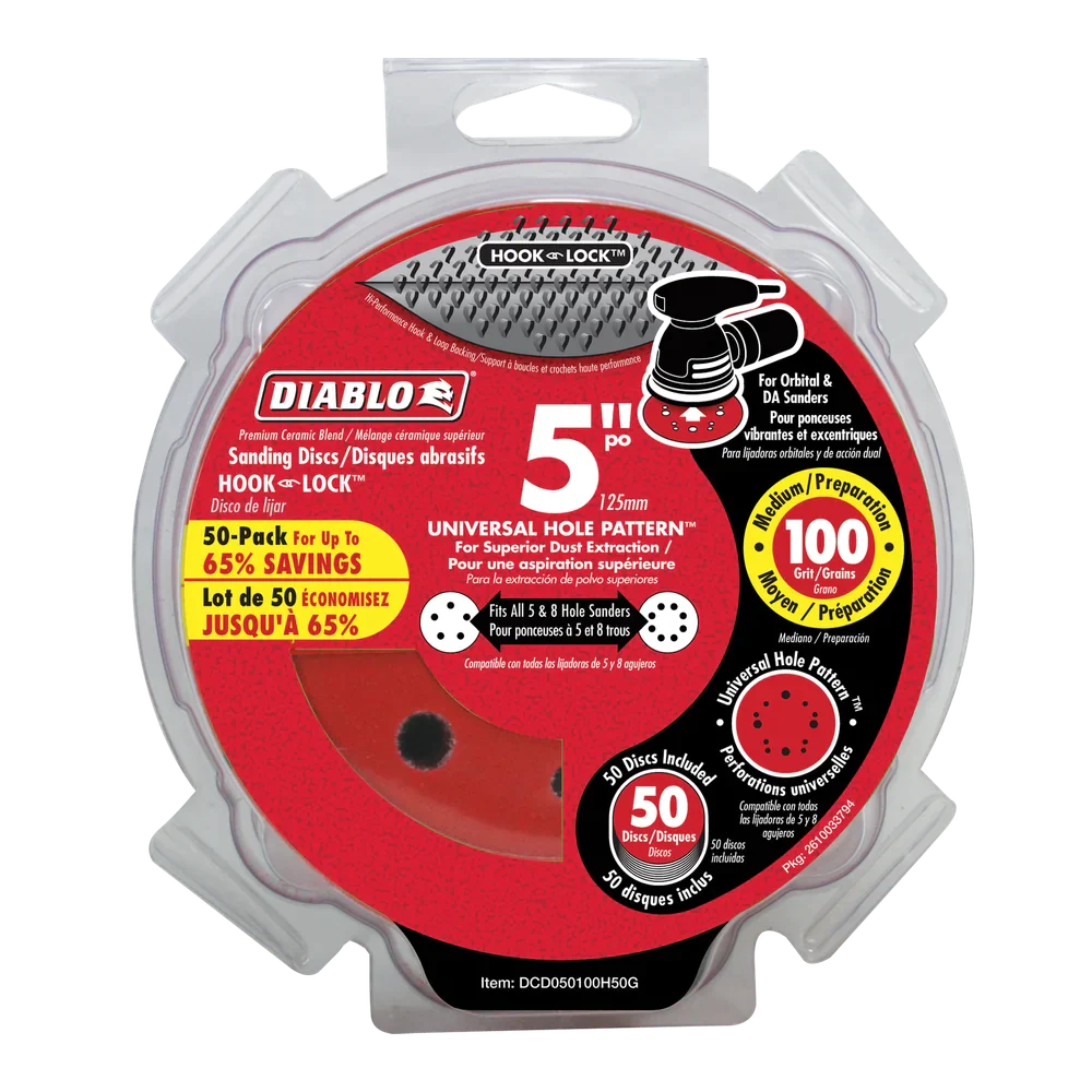 Diablo 5 in. 120 Grit ROS Hook & Lock™ Discs 50PK Diablo 5 in. 120 Grit ROS Hook & Lock™ Discs 50PK